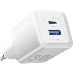 Vention 2-Port USB (C + A) GaN Charger (30W/30W) EU-Plug White