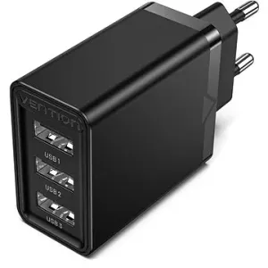 Vention 3-port USB Wall Charger (12W/12W/12W) Black