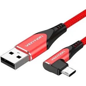 Vention Reversible 90° USB 2.0 -> microUSB Cotton Cable Red 1m Aluminium Alloy Type