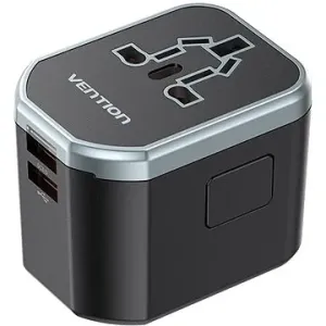 Vention 3-Port USB (C + A + A) Universal Travel Adapter (20W/18W/18W) Black