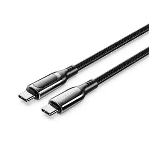Vention Cotton Braided USB-C 2.0 5A Cable With LED Display 1.2m Black Zinc Alloy Type