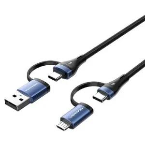 Vention 4-in-1 Cotton Braided USB 2.0 Type-A Male + USB-C Male to USB-C Male + Micro Type-B Male 5A