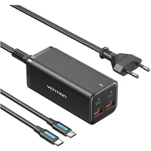 Vention 4-Port USB (C + C + A + A) GaN Charger (100W/100W/18W/18W) EU-Plug Black