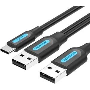 Vention USB 2.0 to USB-C Cable with USB Power Supply 0.5M Black PVC Type