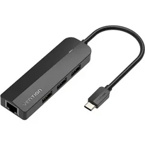 Vention Typ C (USB-C) auf 3 x USB 2.0 / RJ45 / Micro-B HUB - 0,15 m - schwarz - ABS Type