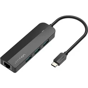 Vention Typ C (USB-C) bis 3 x USB 3.0 / RJ45 / Micro-B HUB 0,15 m - schwarz - ABS Type