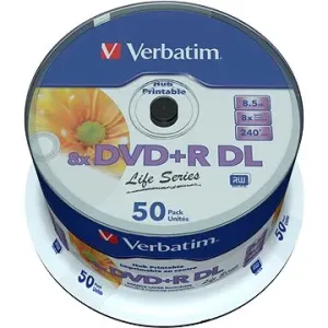 VERBATIM DVD + R DL 8,5 GB, 8x, bedruckbar, Spindel mit 50
