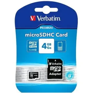 Verbatim MicroSDHC 4GB Klasse 10 + SD-Adapter #1362523