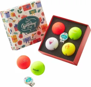 Volvik Vivid Birthday 4 Pack Golf Balls Plus Ball Marker