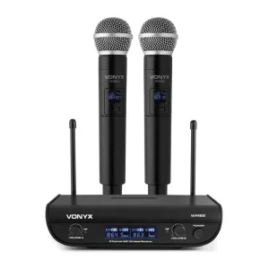 Vonyx WM82 Digital 2-Kanal-UHF-Funkmikrofon System 2xHandmikro 50m schwarz