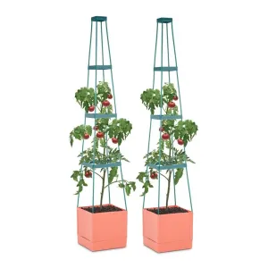 Waldbeck Tomato Tower Tomaten-Pflanzkübel 2er-Set 25x150x25cm Rankhilfe PP
