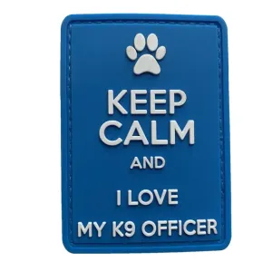 WARAGOD Keep Calm and I love my K9 PVC Applikation, blau
