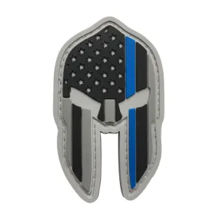 WARAGOD Klettabzeichen 3D US Spartan Helmet blue line 7x4.2cm #1127325