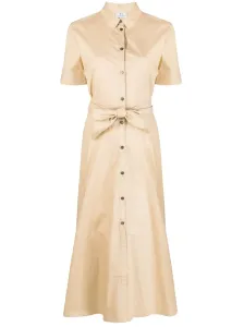 WOOLRICH - Belted Long Cotton Poplin Shirt Dress