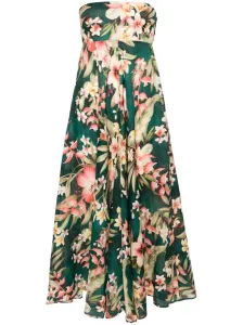 ZIMMERMANN - Floral Print Linen Bandeau Midi Dress #1516216