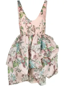 ZIMMERMANN - Floral Print Linen And Silk Blend Draped Mini Dress