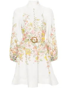 ZIMMERMANN - Floral Print Linen Buttoned Mini Dress #1539116