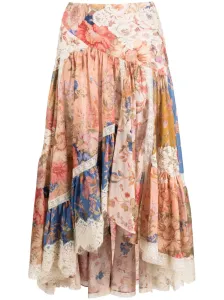 ZIMMERMANN - Floral Print Cotton Midi Skirt