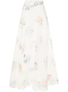 ZIMMERMANN - Floral Print Linen And Silk Blend Maxi Skirt