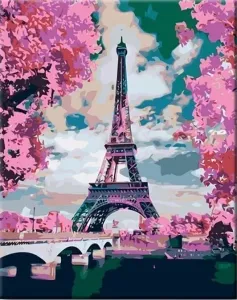 Zuty Malen nach Zahlen Eiffelturm und rosa Bäume #89693