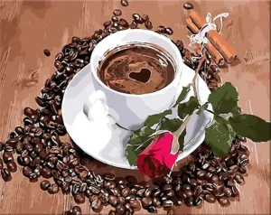 Zuty Malen nach Zahlen Tasse Kaffee und Rosen #89729